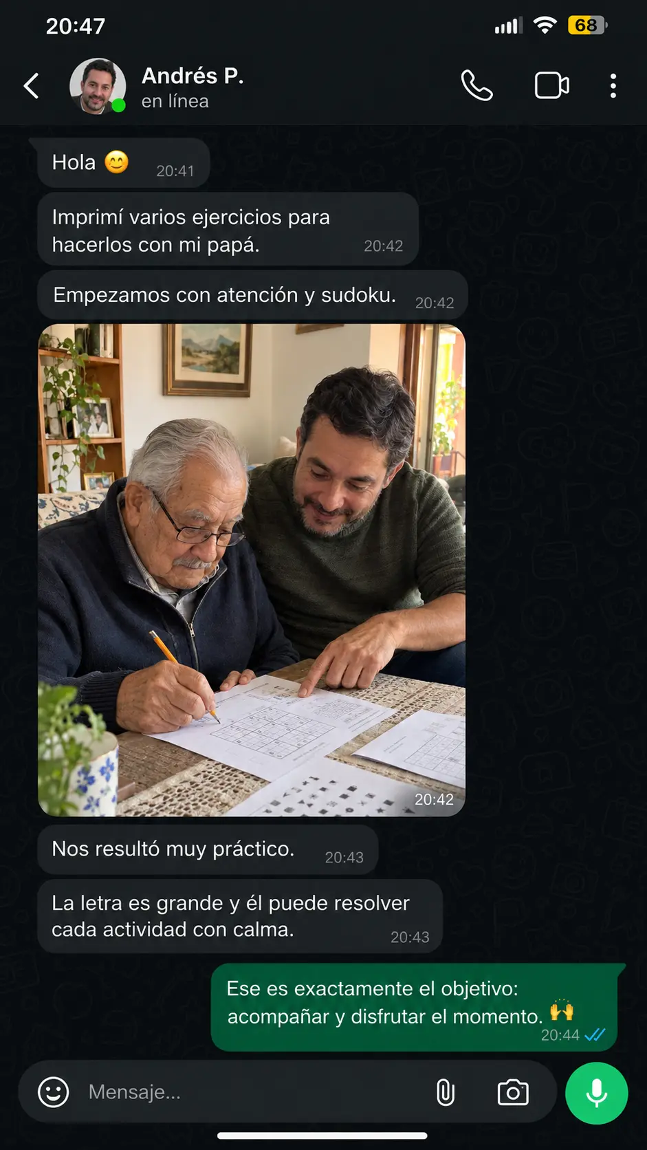 Depoimento de Andrés sobre as atividades do Mente Ágil com seu pai